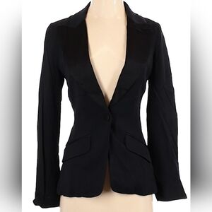 Diane von Furstenberg Black Tailored Deep-V "Jagger" Blazer - Size 4